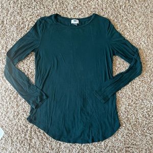 DARK GREEN along sleeve loose fit t shirt